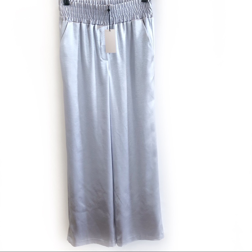 cinq a sept Silver-Gray Wide Leg Pants